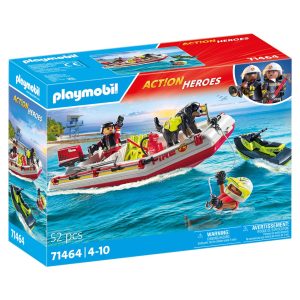 BOTE BOMBEROS CON MOTO ACUÁTICA ACTION 71464 PLAYMOBIL